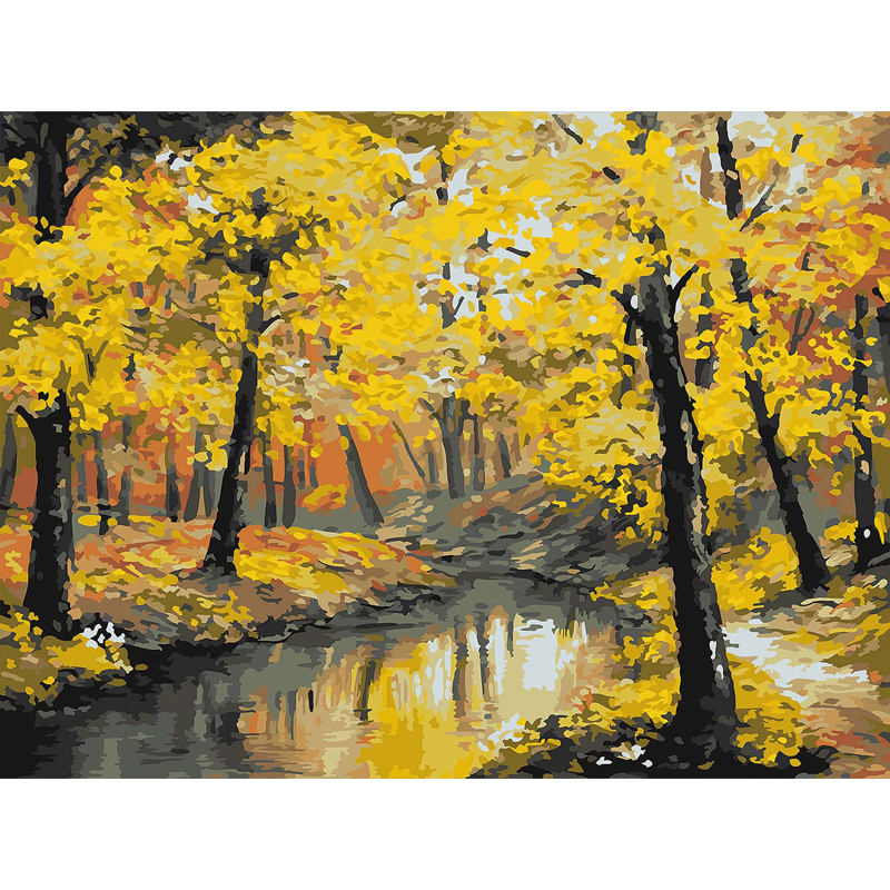 Картина по номерам на картоне ТРИ СОВЫ Осенний лес, 30*40см, с акриловыми красками и кистями