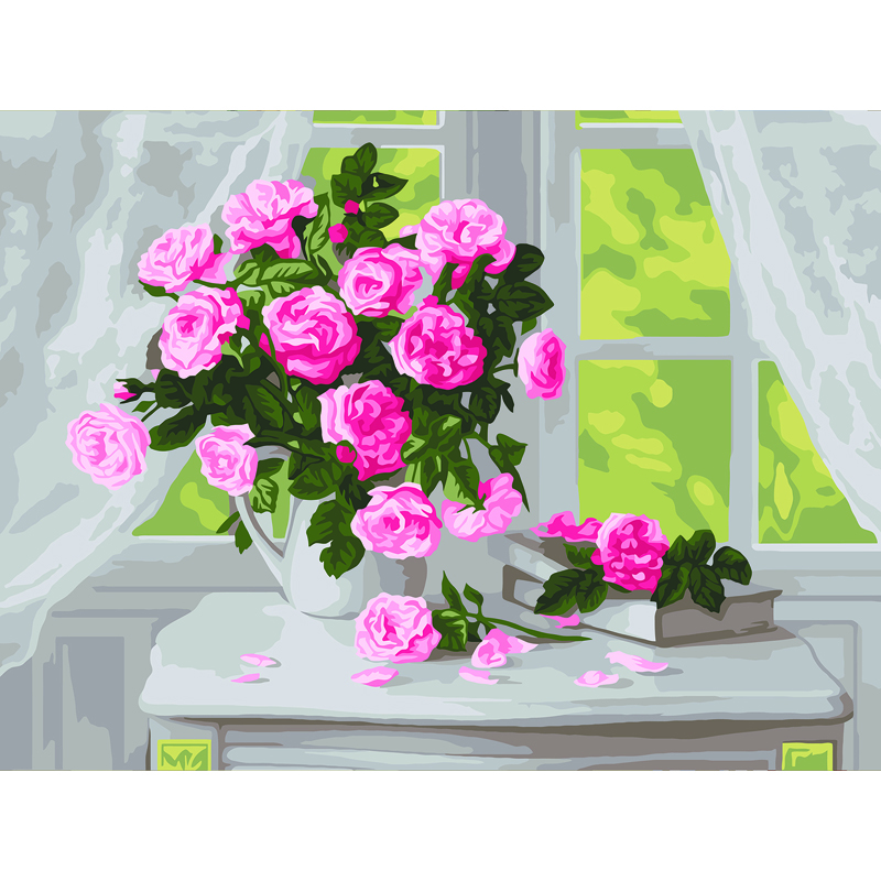 Картина по номерам на картоне ТРИ СОВЫ Нежные розы, 30*40, с акриловыми красками и кистями
