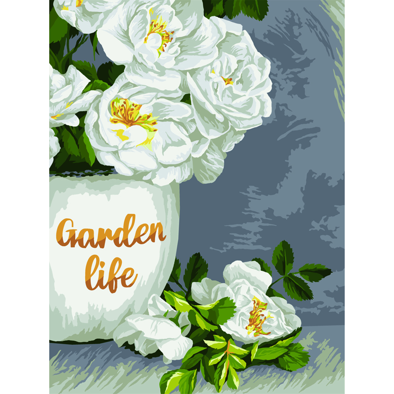 Картина по номерам на картоне ТРИ СОВЫ Садовые цветы, 30*40, с акриловыми красками и кистями