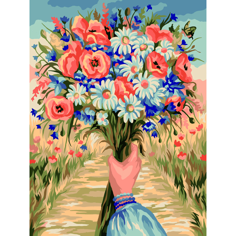 Картина по номерам на картоне ТРИ СОВЫ Полевые цветы, 30*40, с акриловыми красками и кистями