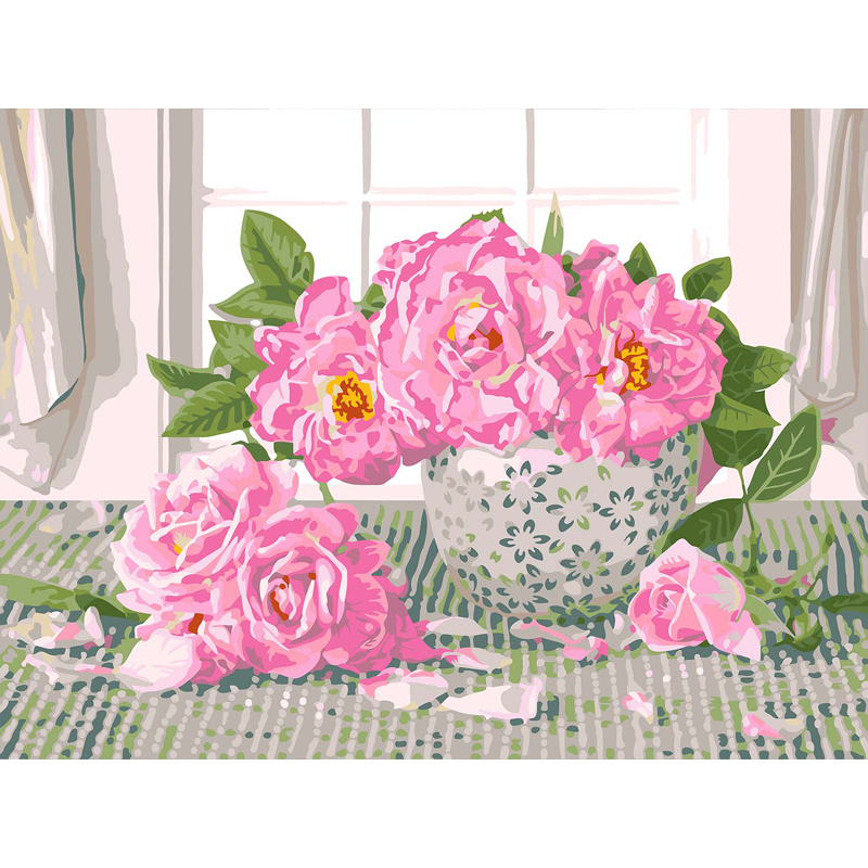 Картина по номерам на картоне ТРИ СОВЫ Садовые розы, 30*40, с акриловыми красками и кистями