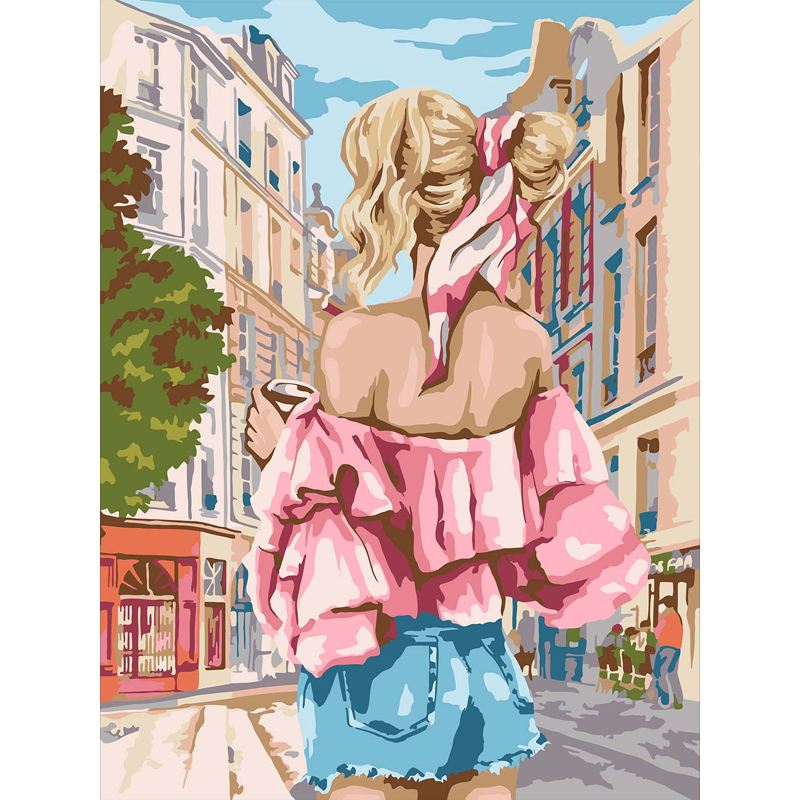 Картина по номерам на картоне ТРИ СОВЫ Прогулка по городу, 30*40, с акриловыми красками и кистями