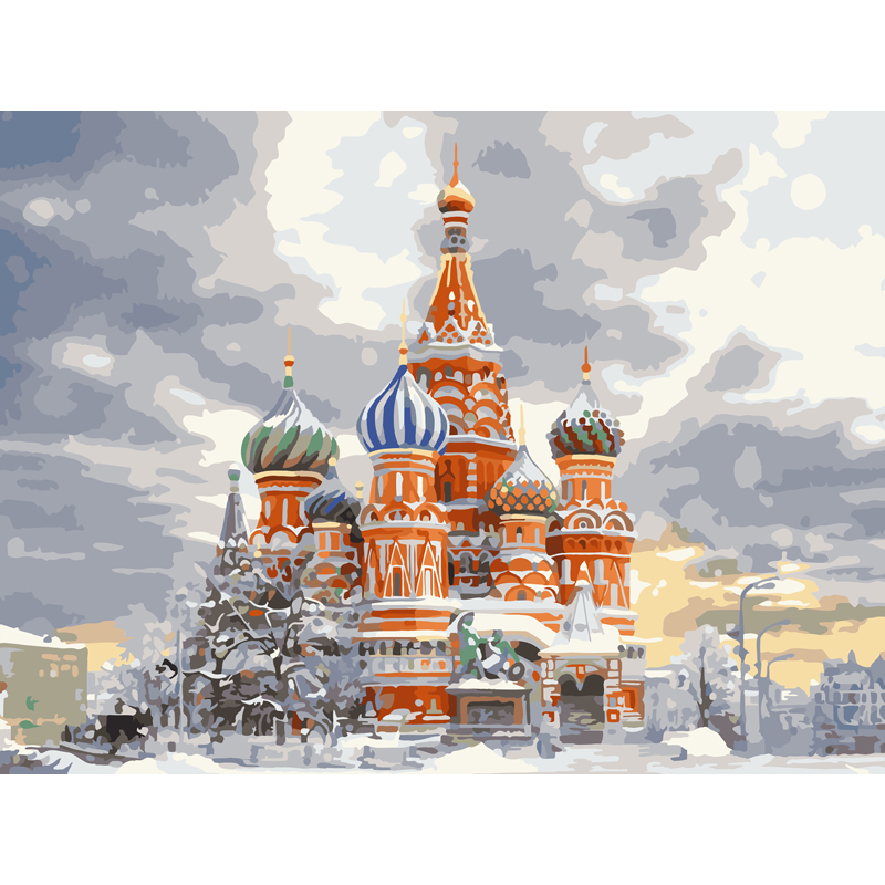 Картина по номерам на холсте ТРИ СОВЫ Москва, 30*40см, с акриловыми красками и кистями