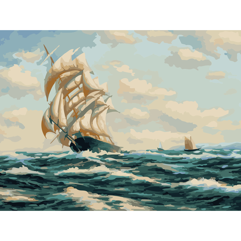 Картина по номерам на холсте ТРИ СОВЫ Море, 30*40см, с акриловыми красками и кистями