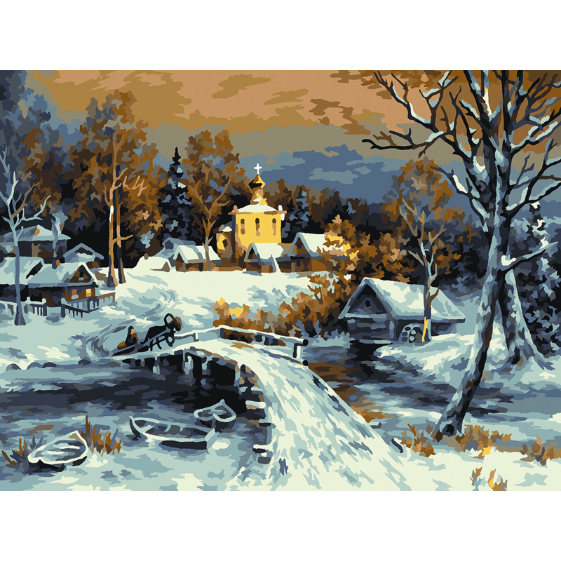 Картина по номерам на холсте ТРИ СОВЫ "Зима", 30*40см, с акриловыми красками и кистями