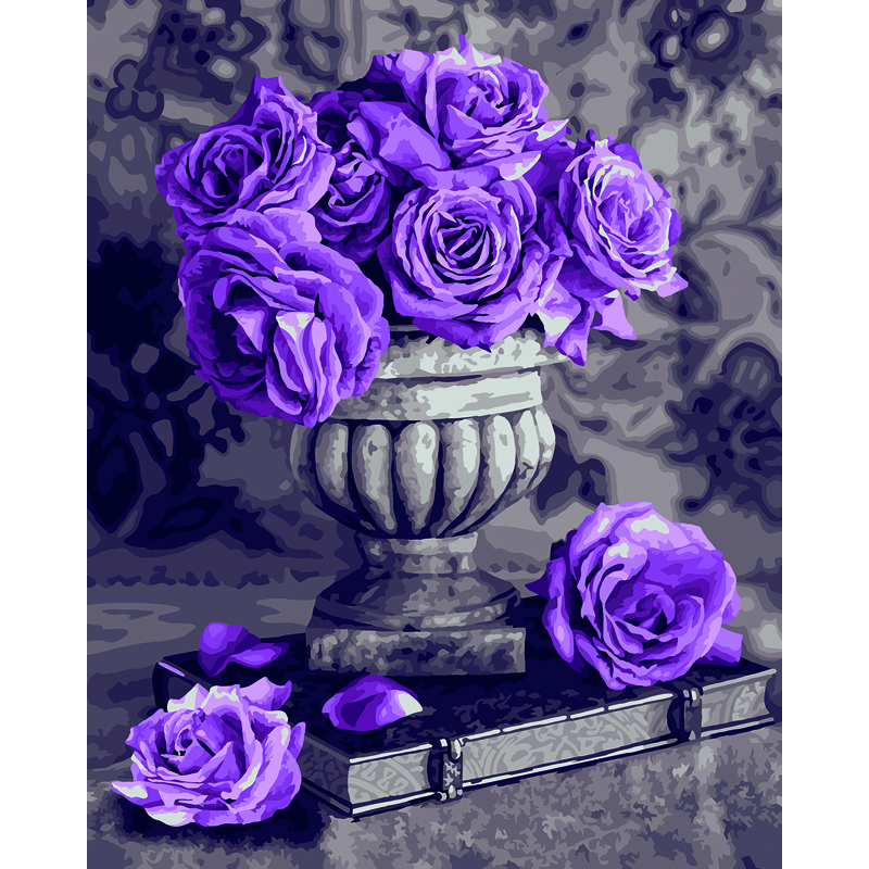 Картина по номерам на холсте ТРИ СОВЫ Сиреневые розы, 40*50, с акриловыми красками и кистями