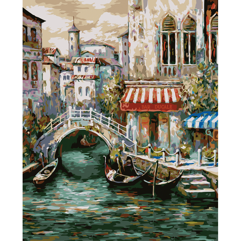 Картина по номерам на холсте ТРИ СОВЫ Венецианский канал, 40*50, с акриловыми красками и кистями