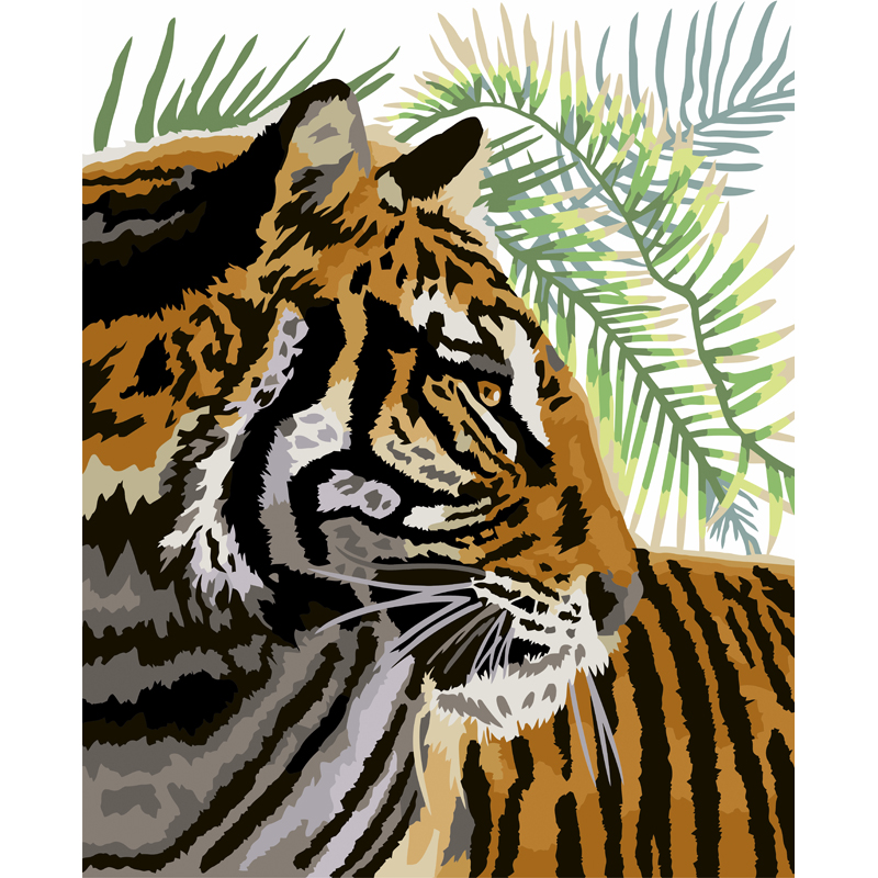 Картина по номерам на холсте ТРИ СОВЫ Тигриный профиль, 40*50, с акриловыми красками и кистями