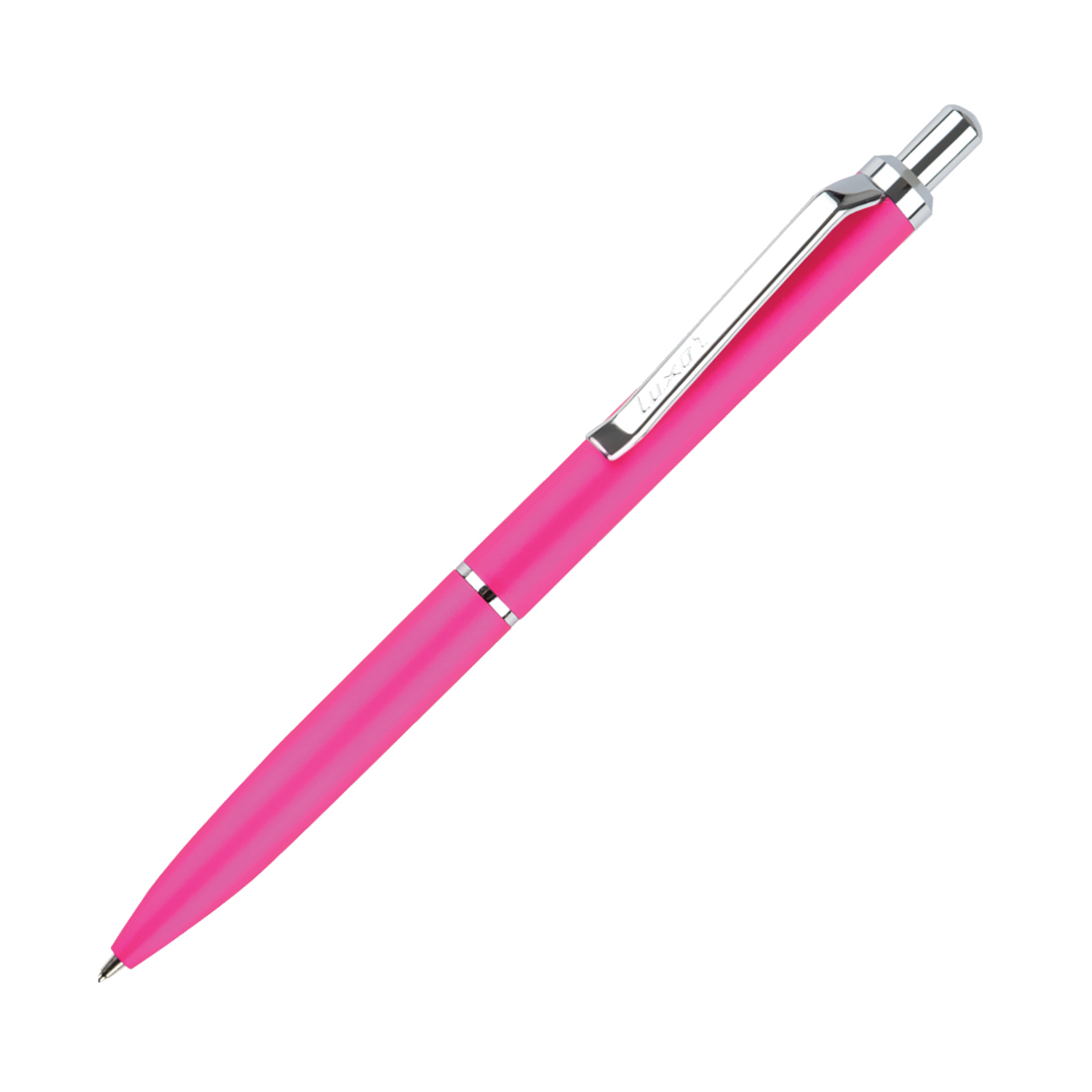 Ручка шарик. Luxor "Rega" синяя, 0,7 мм, корпус розовый/хром, кнопочный механизм, футляр