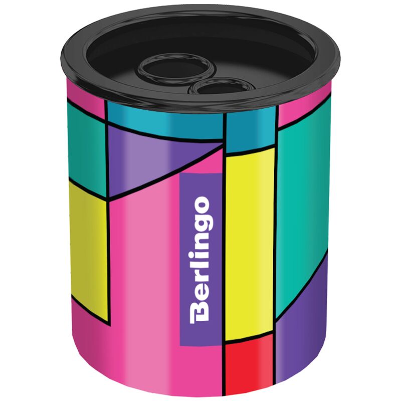 Точилка металлическая Berlingo Color Block, 2 отверстия, с контейнером