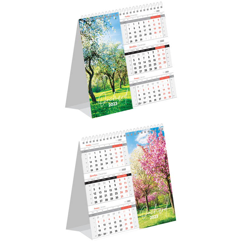 Календарь-домик настольный, OfficeSpace Mono Premium. Spring mood, 2023г.