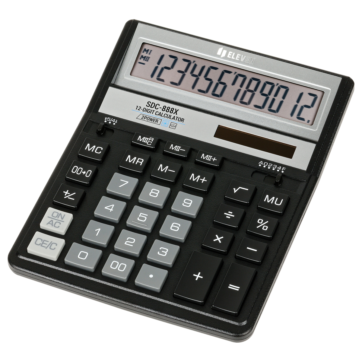 Калькулятор настольный Eleven SDC-888X-BK, 12 разрядов, двойное питание, 158*203*31мм, черный