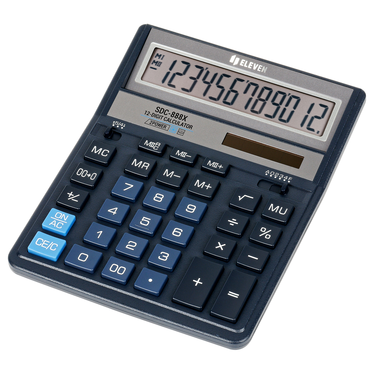 Калькулятор настольный Eleven SDC-888X-BL, 12 разрядов, двойное питание, 158*203*31мм, синий