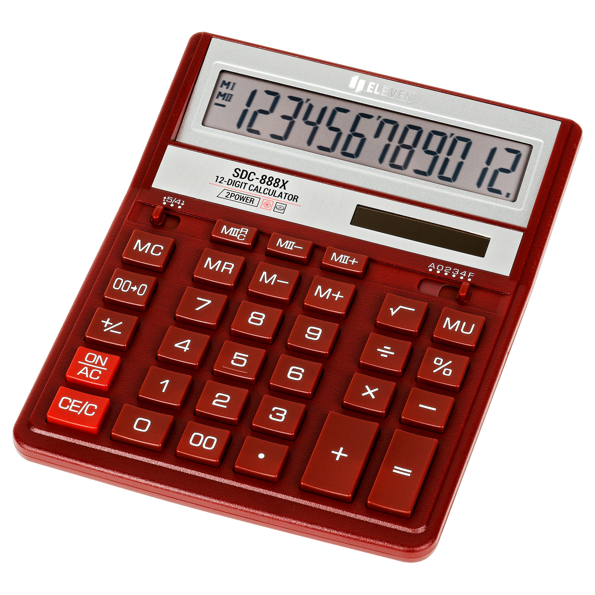 Калькулятор настольный Eleven SDC-888X-RD, 12 разрядов, двойное питание, 158*203*31мм, красный