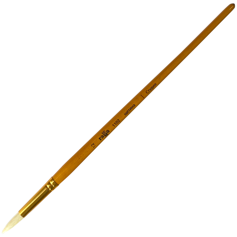 Кисть художественная щетина Гамма "Студия", круглая №12, длинная ручка