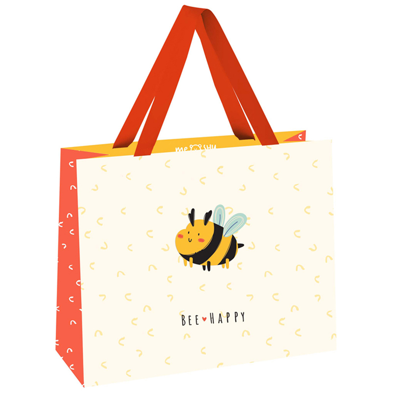 Пакет подарочный 23*18*10см MESHU Bee for you, выборочный лак, матовая ламинация