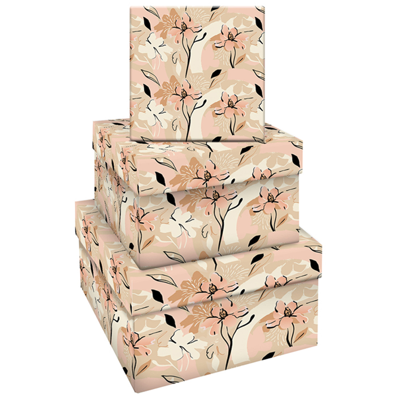 Набор квадратных коробок 3в1, MESHU Floral mood, (19,5*19,5*11-15,5*15,5*9см)