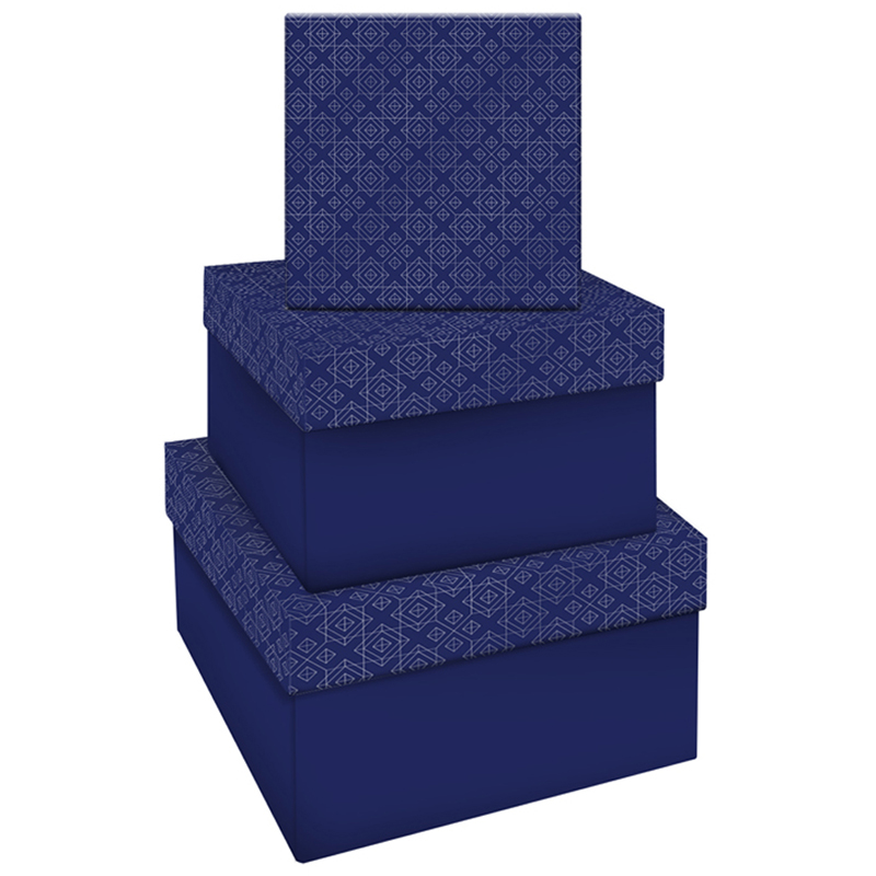 Набор квадратных коробок 3в1, MESHU Blue style. Top., (19,5*19,5*11-15,5*15,5*9см)