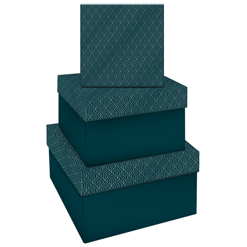 Набор квадратных коробок 3в1, MESHU Emerald style. Top., (19,5*19,5*11-15,5*15,5*9см)