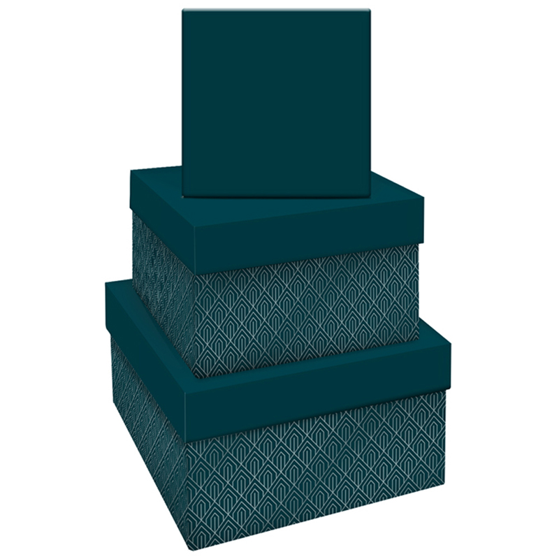 Набор квадратных коробок 3в1, MESHU Emerald style. Base., (19,5*19,5*11-15,5*15,5*9см)