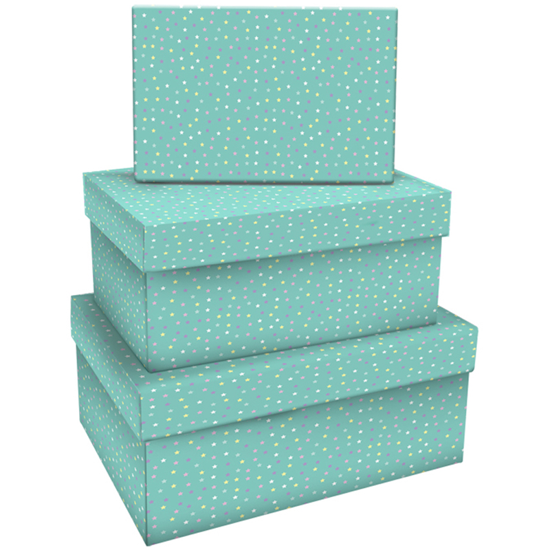 Набор прямоугольных коробок 3в1, MESHU Turquoise style, (19*12*7,5-15*10*5см)