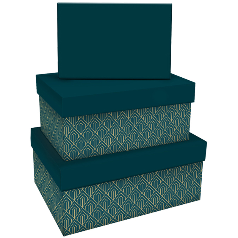 Набор прямоугольных коробок 3в1, MESHU Emerald style. Base., (19*12*7,5-15*10*5см)