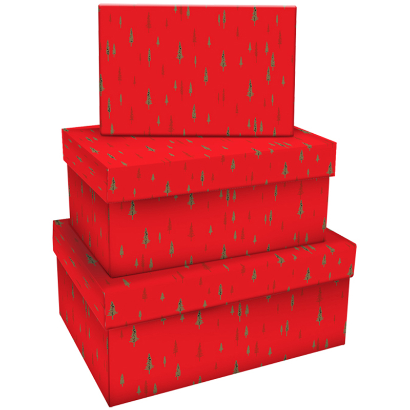 Набор прямоугольных коробок 3в1, MESHU Christmas trees, (19*12*7,5-15*10*5см)