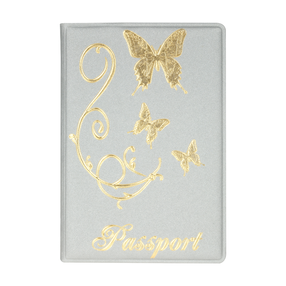 Обложка для паспорта OfficeSpace Бабочки мягкий полиуретан, серебро, тиснение золотом