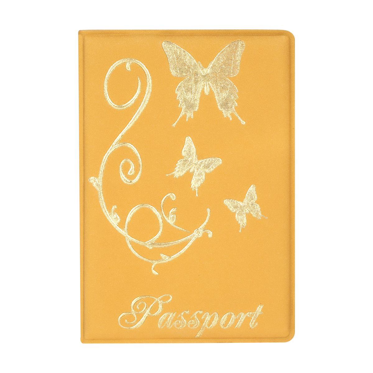 Обложка для паспорта OfficeSpace Бабочки мягкий полиуретан, золотая, тиснение золотом
