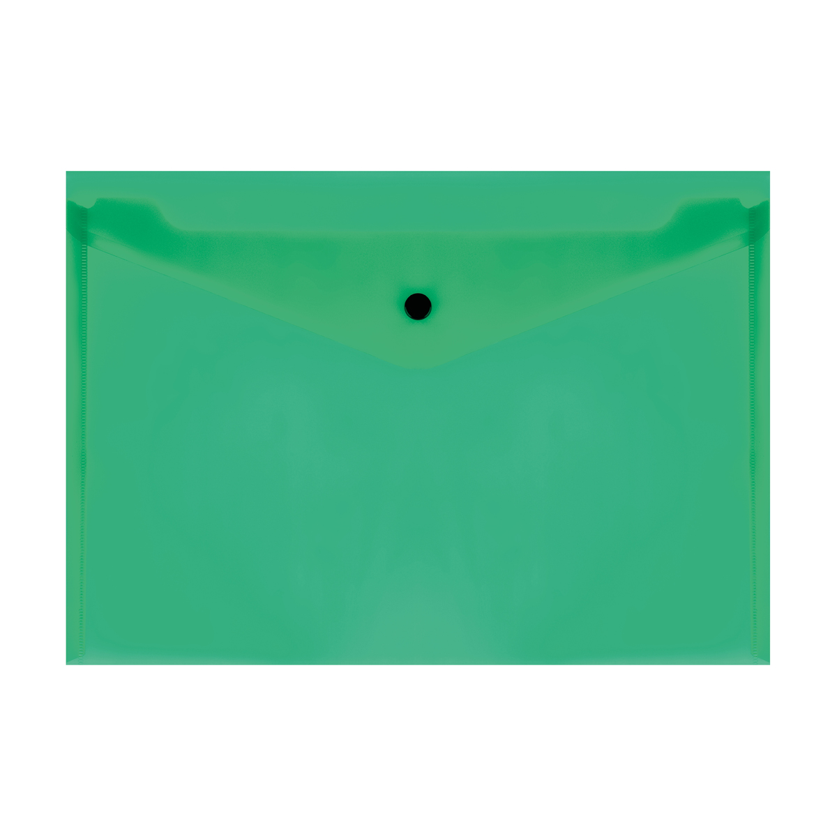 Папка-конверт А4 на кнопке 150мкм СТАММ пластик прозрачная зеленая