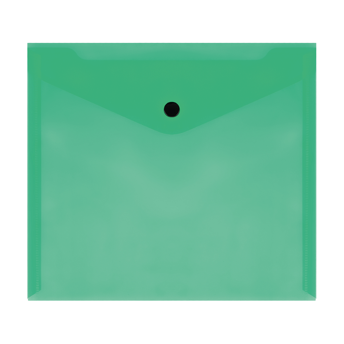Папка-конверт А5+ на кнопке 150мкм СТАММ пластик. прозрачная зеленая