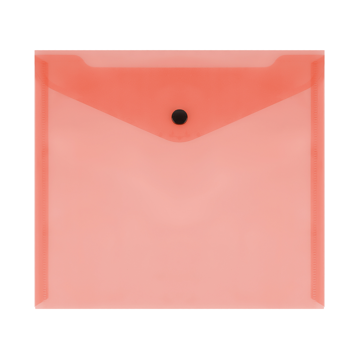 Папка-конверт А5+ на кнопке 150мкм СТАММ пластик. прозрачная красная