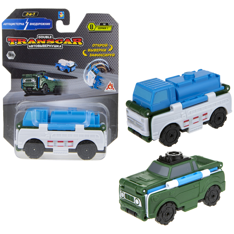 Машина игрушечная 1toy Transcar Double: Автоцистерна – Внедорожник, 8см, блистер