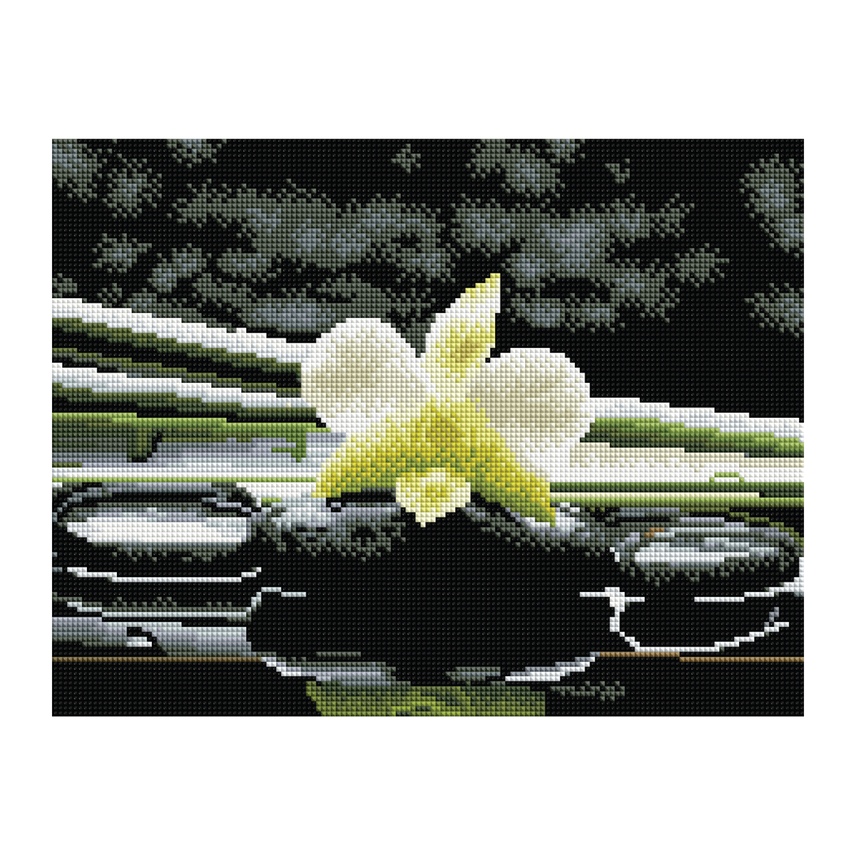 Алмазная мозаика ТРИ СОВЫ "Цветок орхидеи", 30*40см, холст на деревянном подрамнике, картонная коробка с пластиковой ручкой