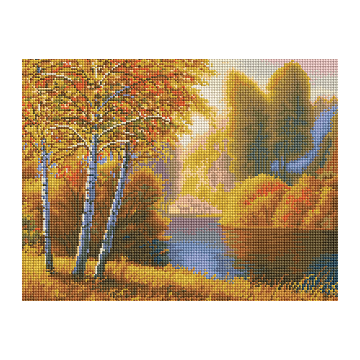 Алмазная мозаика ТРИ СОВЫ "Осень", 40*50см, холст на деревянном подрамнике, картонная коробка с пластиковой ручкой