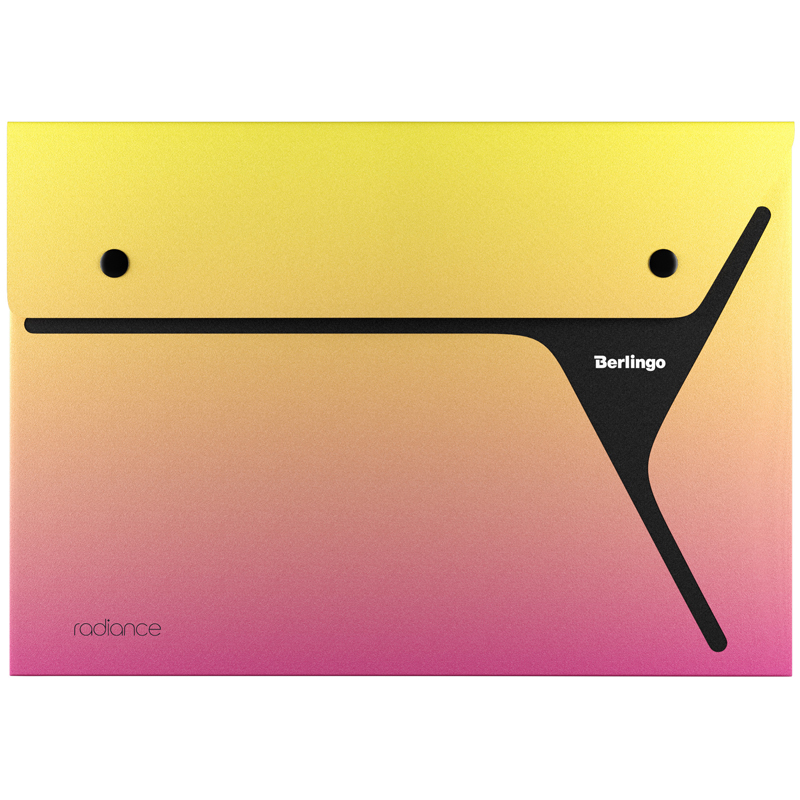 Папка-конверт на 2 кнопках Berlingo xProject. Radiance А4, 300мкм, желтый/розовый градиент