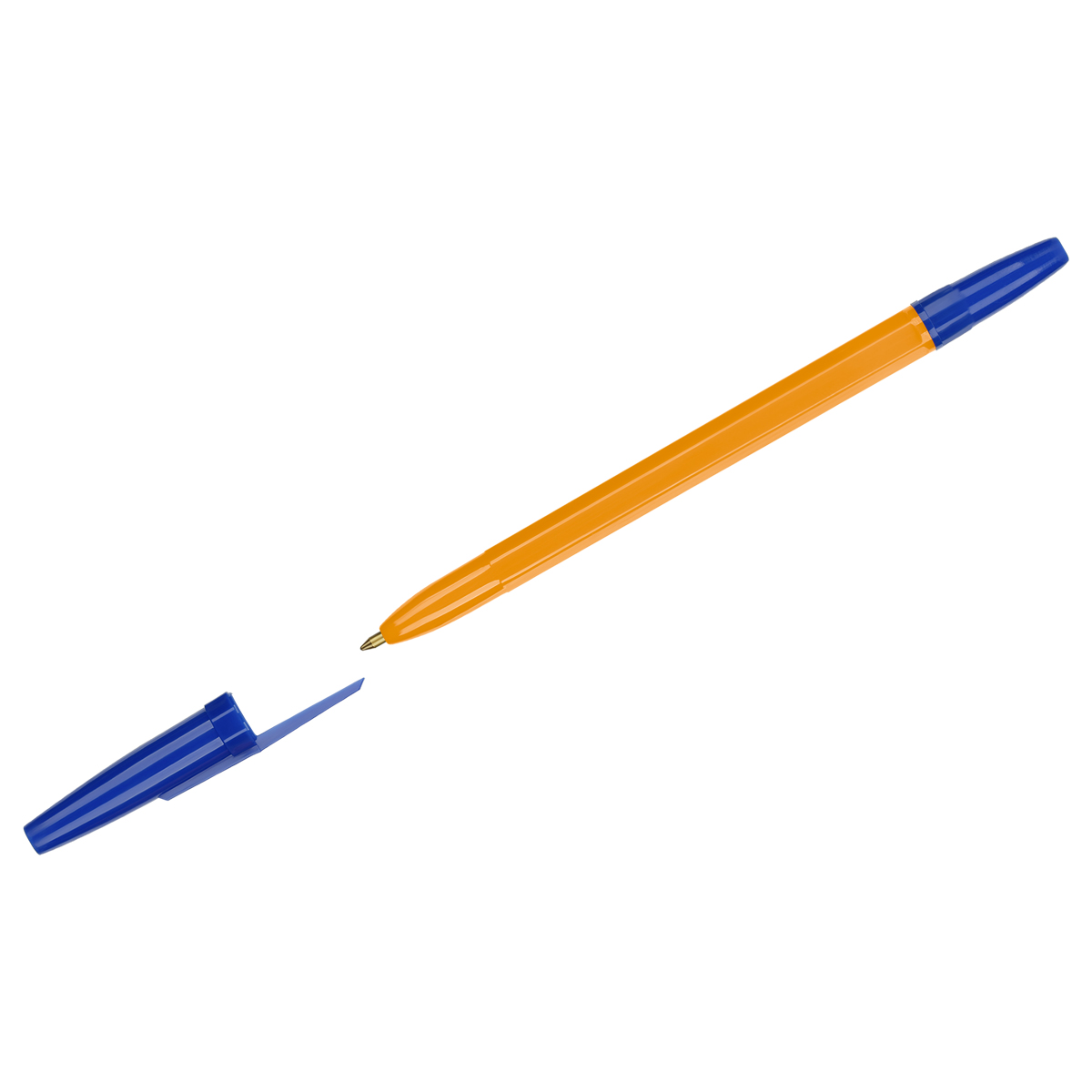 Ручка шарик. СТАММ Оптима синяя, 1,0мм, оранжевый корпус