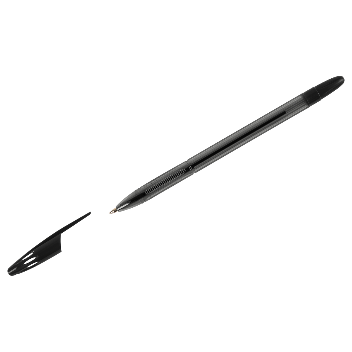 Ручка шарик. СТАММ "555" черная, 0,7мм, тонированный корпус