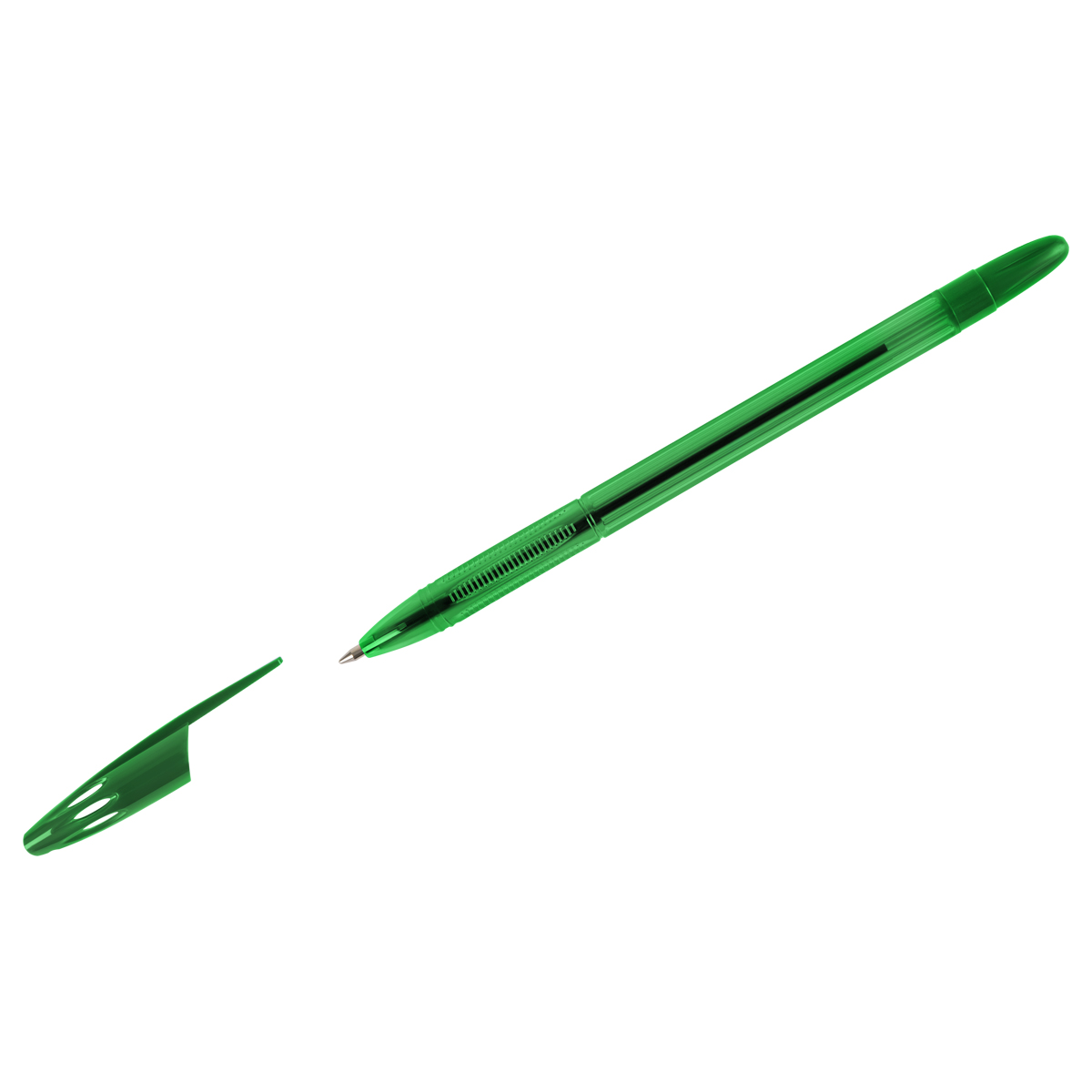 Ручка шарик. СТАММ "555" зеленая, 0,7мм, тонированный корпус