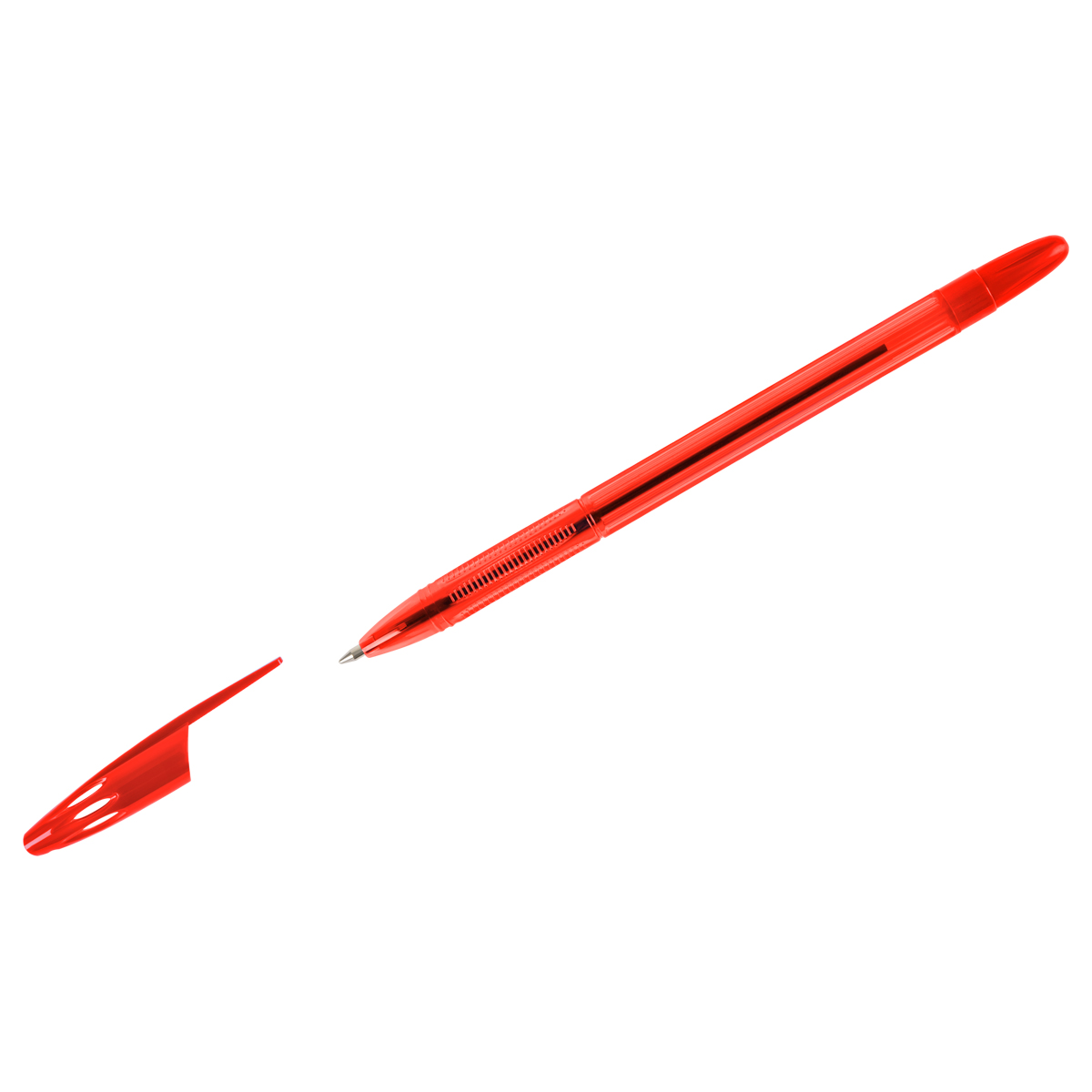 Ручка шарик. СТАММ "555" красная, 0,7мм, тонированный корпус