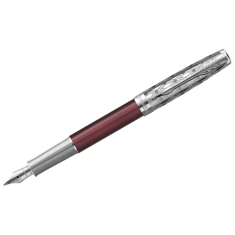 Ручка перьевая Parker Sonnet Metal & Red Lacquer CT черная, 0,8мм, подарочная упаковка