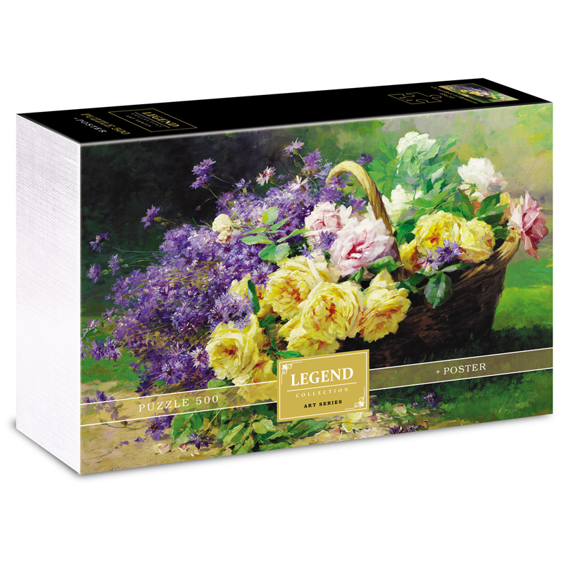 Пазл 500 эл. Hatber Premium Legend Art Series. Корзина цветов, подарочная коробка + Постер