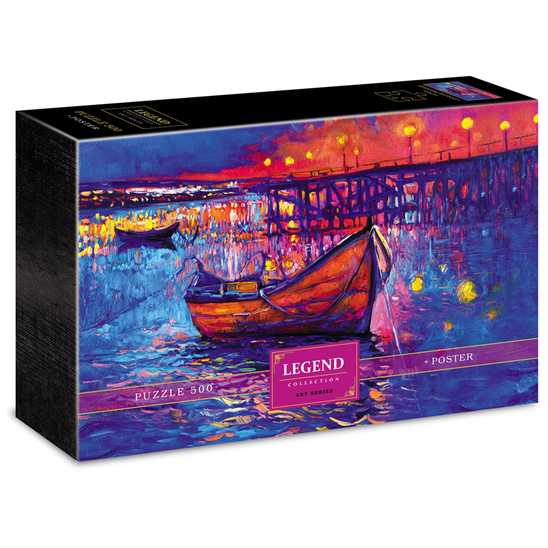 Пазл 500 эл. Hatber Premium Legend Art Series. Вечерняя гавань, подарочная коробка + Постер