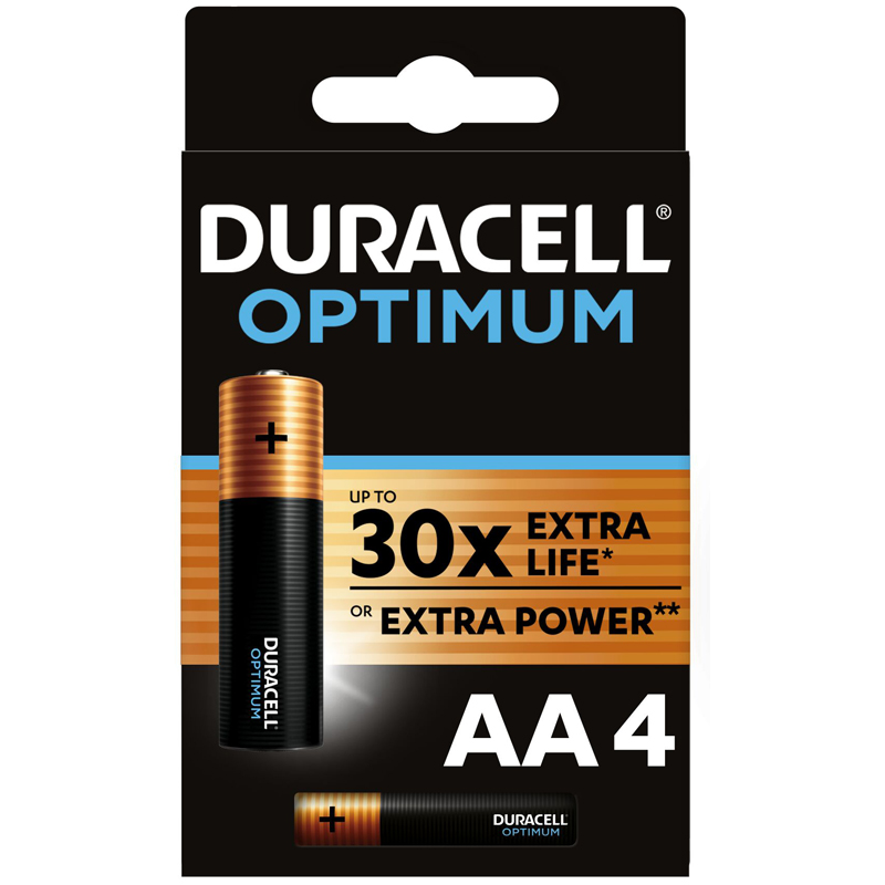 Батарейка Duracell Optimum AA/LR6 алкалиновая, 4BL