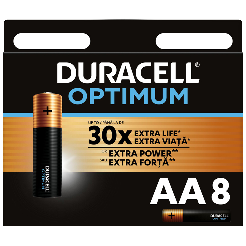 Батарейка Duracell Optimum AA/LR6 алкалиновая, 8BL