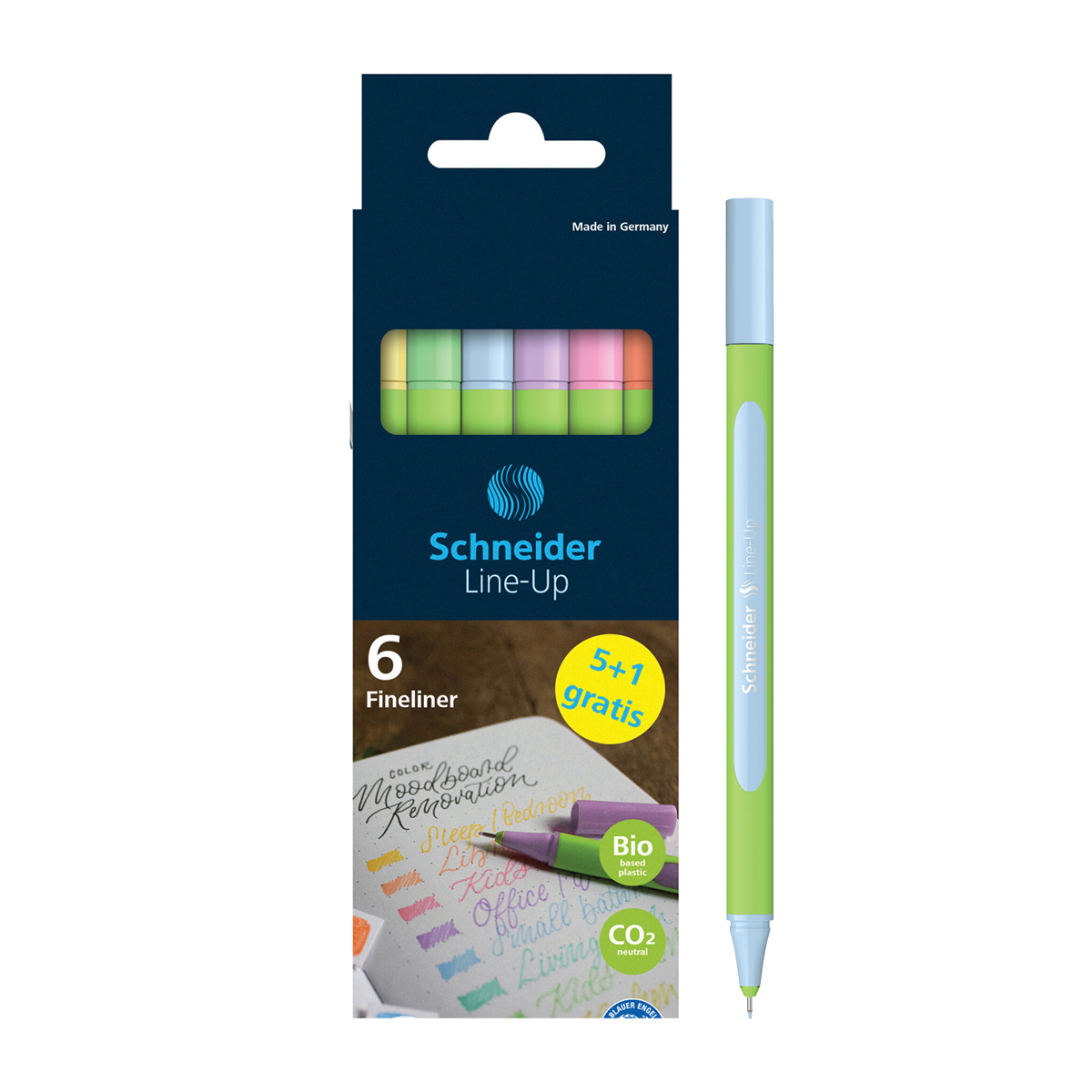 Ручки капиллярные 6цв Schneider Line-Up Pastel 0,4мм, картон. упаковка, европодвес
