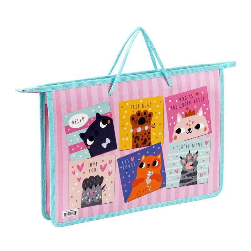 Папка с ручками А4 ArtSpace "My cats", пластик, на молнии, 45мм