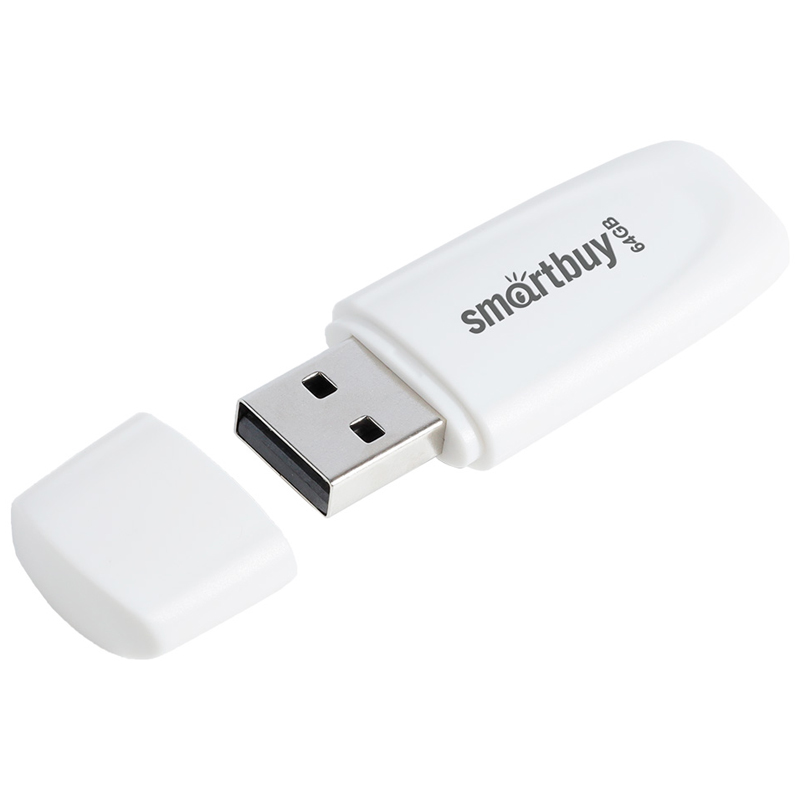 Память Smart Buy Scout 64GB, USB 2.0 Flash Drive, белый