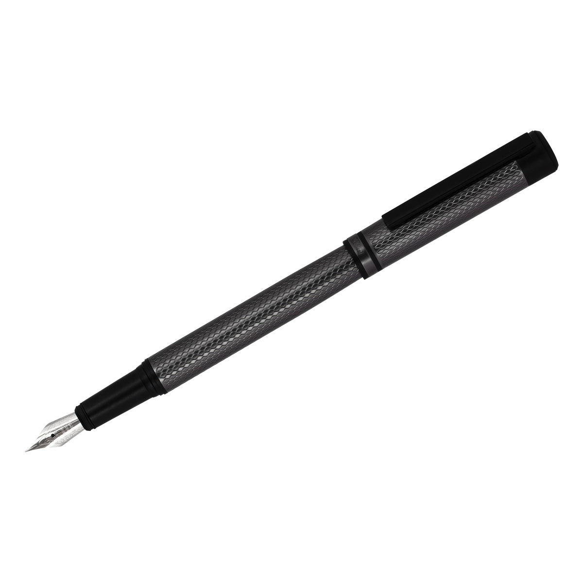 Ручка перьевая Delucci Antica черная, 0,8мм, корпус графит/черный, подарочный футляр
