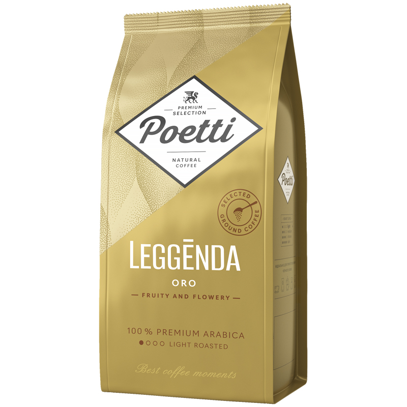 Кофе молотый Poetti "Leggenda Oro", вакуумный пакет, 250г
